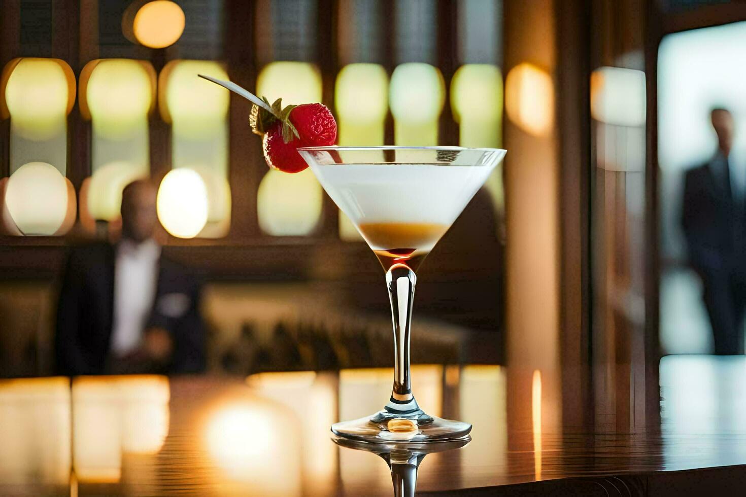 un martini con un fresa adornar en cima. generado por ai foto