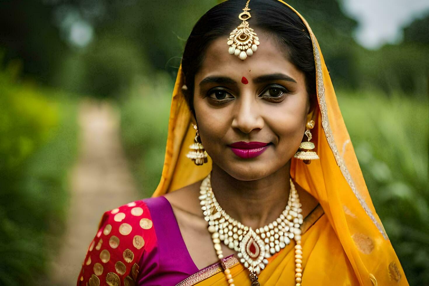 a beautiful indian woman in a sari. AI-Generated photo