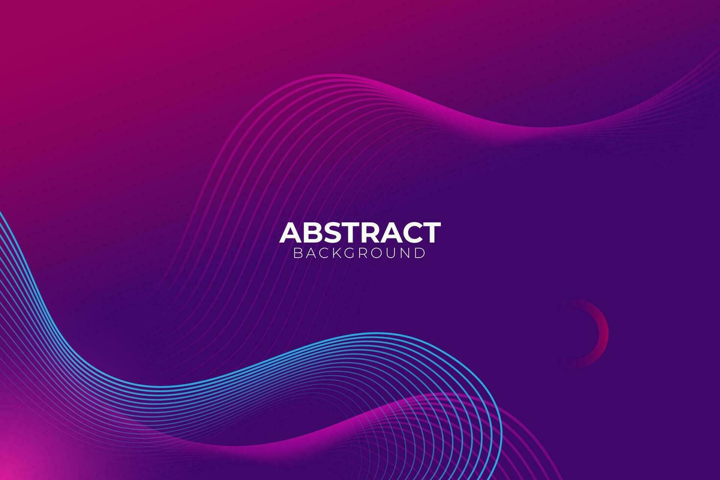 Abstract violet purple and blue wavy line pattern on dark blue background with copy space. Modern tech futuristic neon color banner concept. Vector illustration