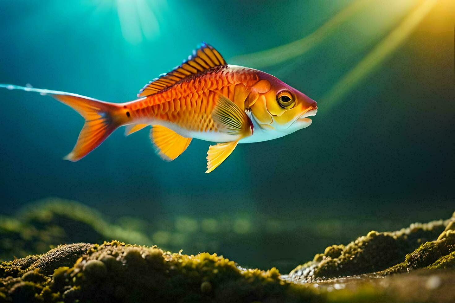 a fish is swimming in the water. AI-Generated photo