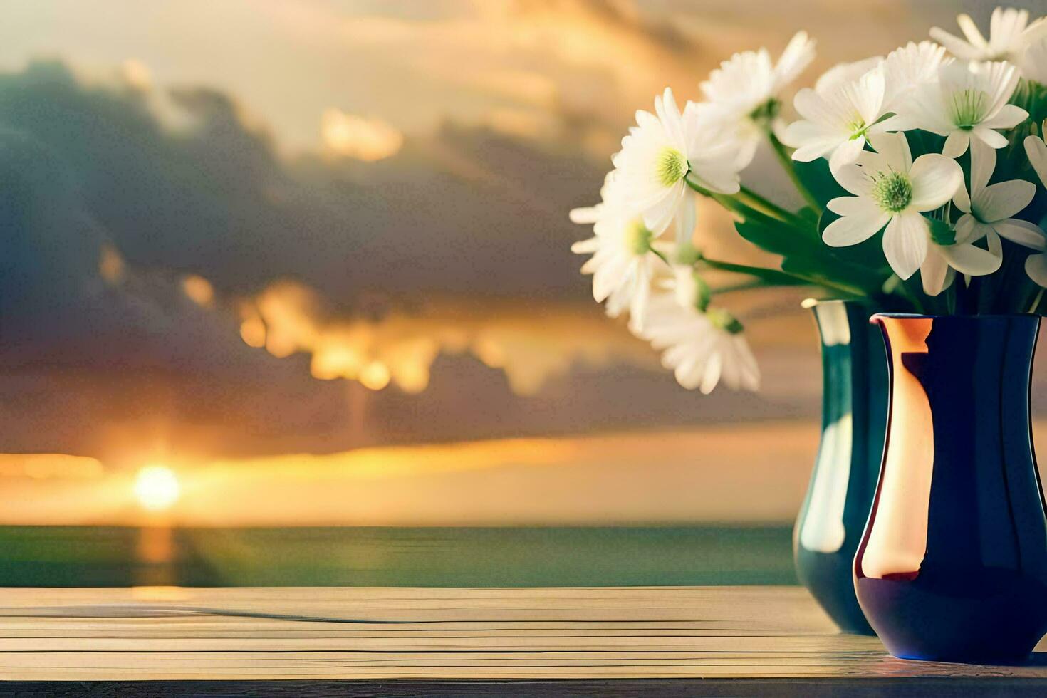 flowers in vase on the table. AI-Generated photo