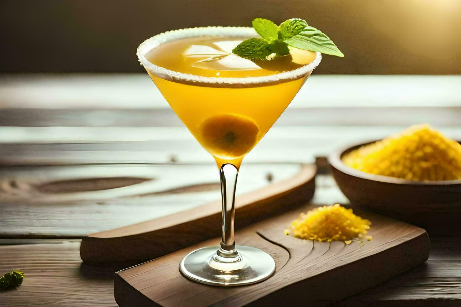 a cocktail with a garnish on top. AI-Generated photo
