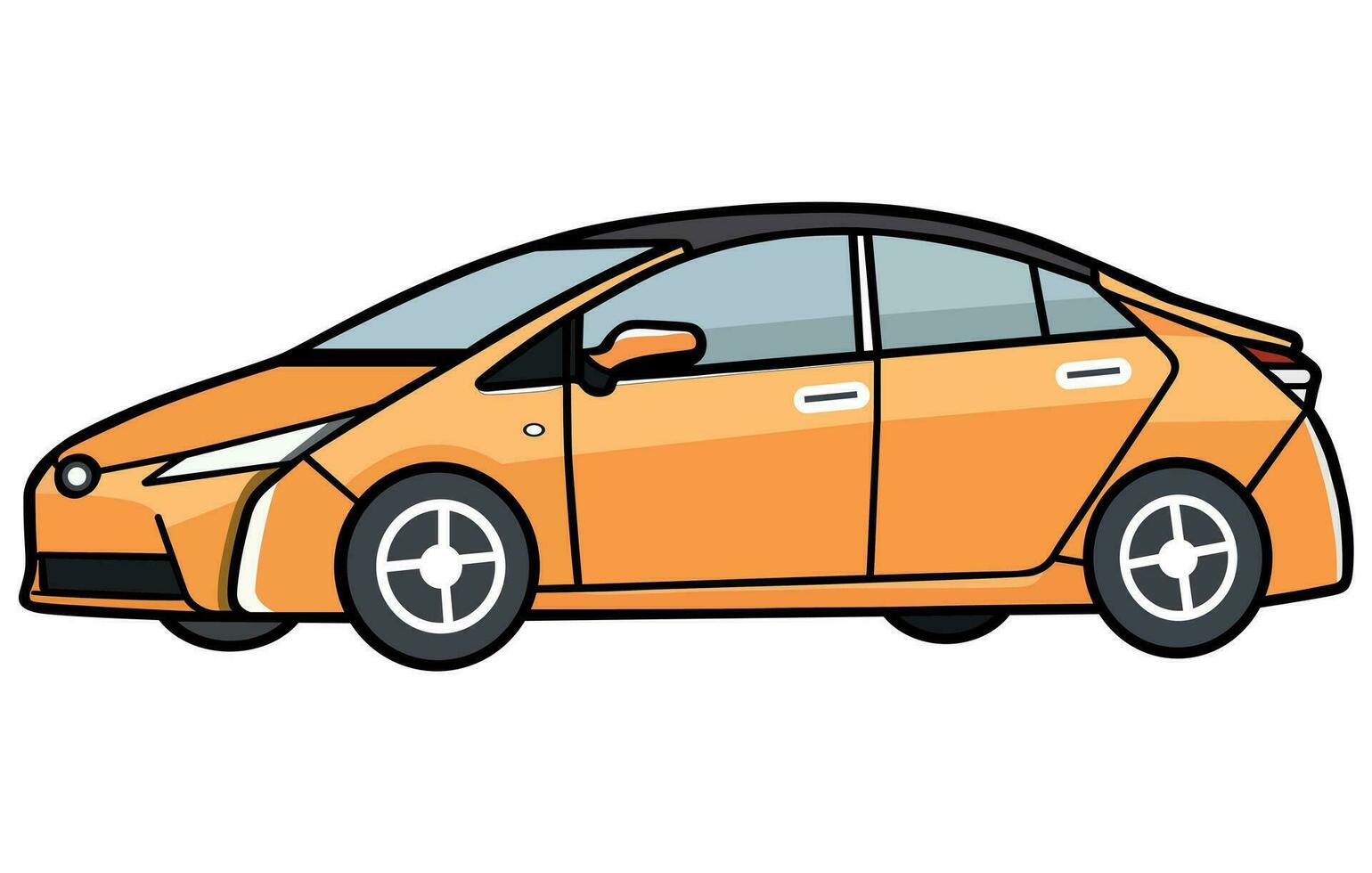 Prius cars vector illustration, Vector illustration of a popular hybrid car,