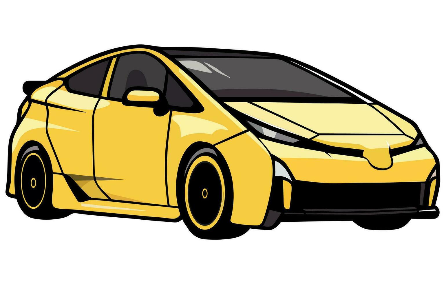 prius carros vector ilustración, vector ilustración de un popular híbrido auto,