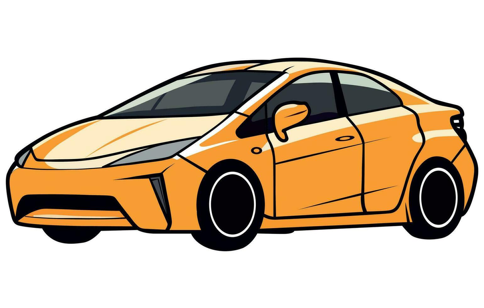 prius carros vector ilustración, vector ilustración de un popular híbrido auto,