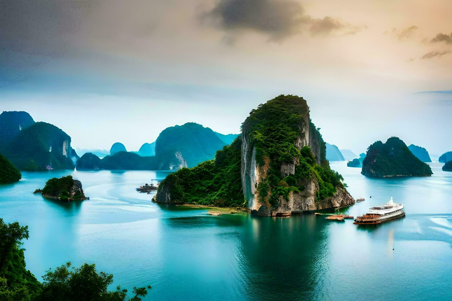 the beautiful landscape of halong bay. AI-Generated photo