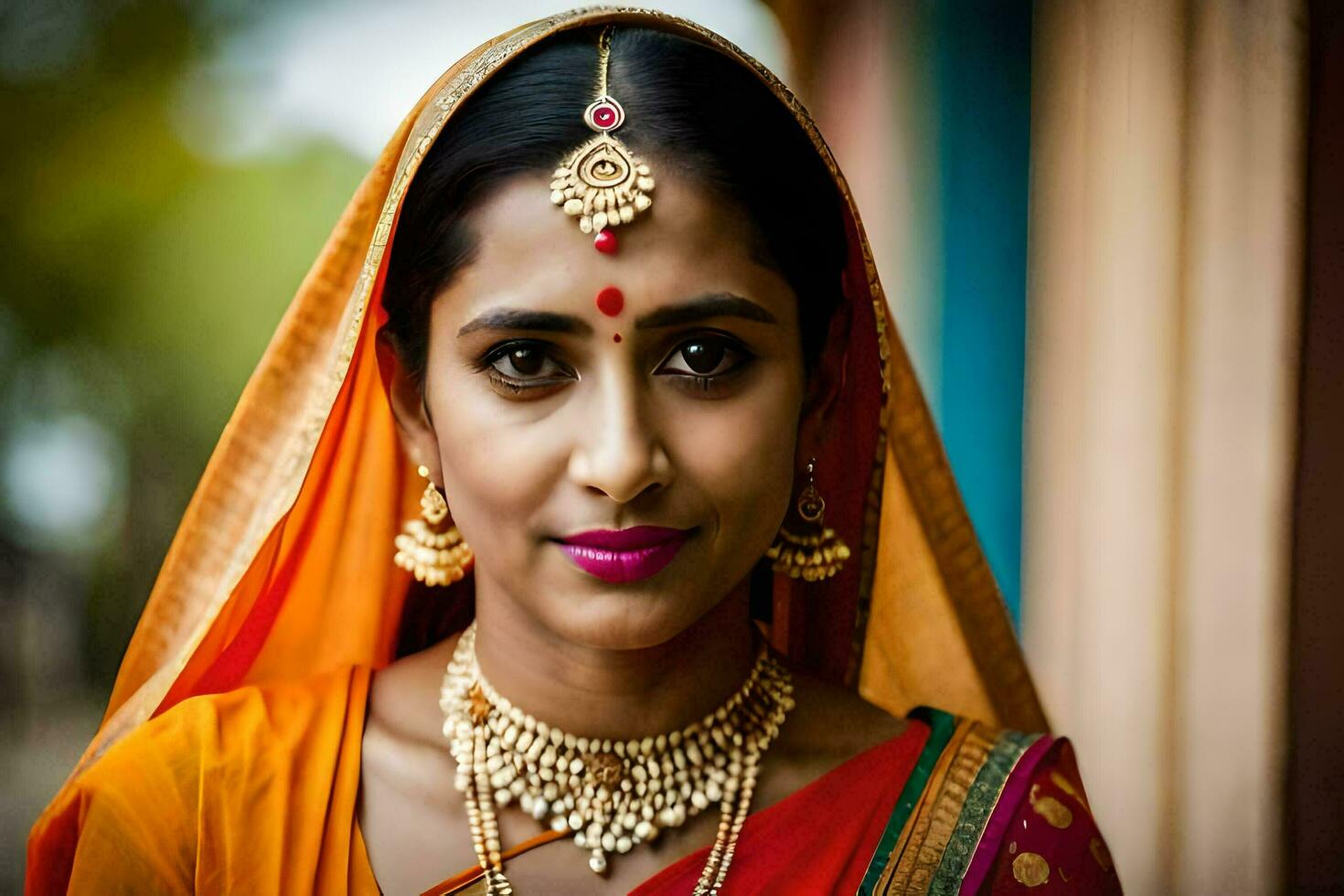 a beautiful indian woman wearing a sari. AI-Generated photo