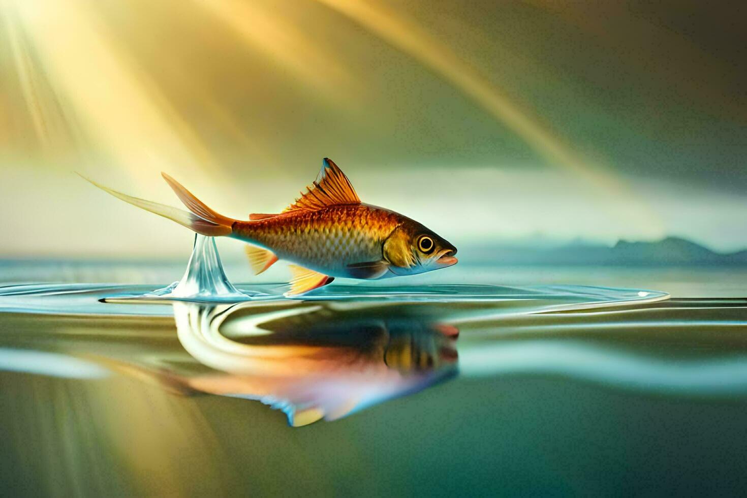 a fish is jumping out of the water. AI-Generated photo