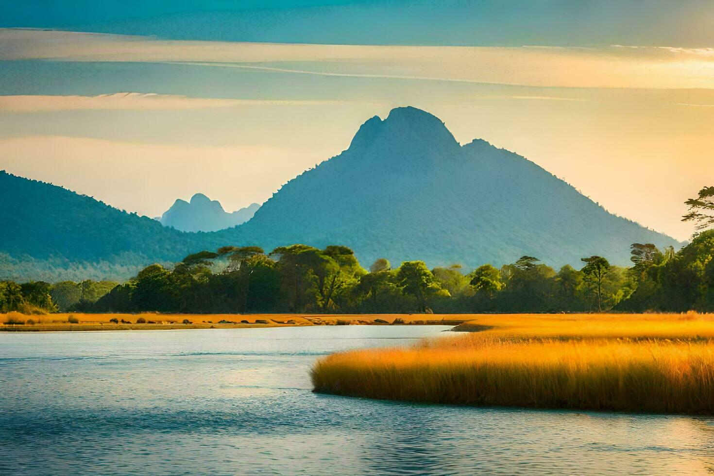 el montañas son en el distancia. generado por ai foto