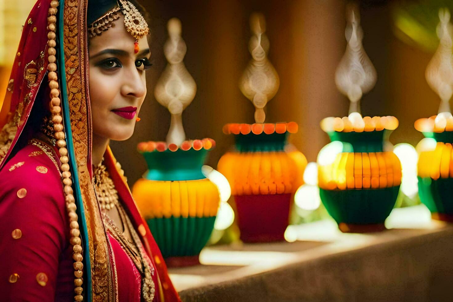 a beautiful indian bride in traditional attire. AI-Generated photo