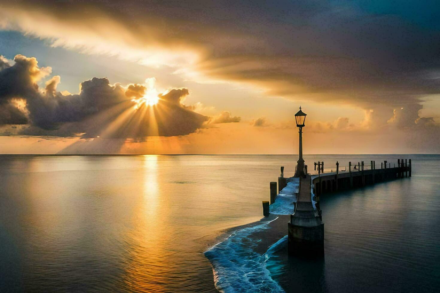 photo wallpaper the sky, clouds, the sea, the sun, the sea, the ocean,. AI-Generated