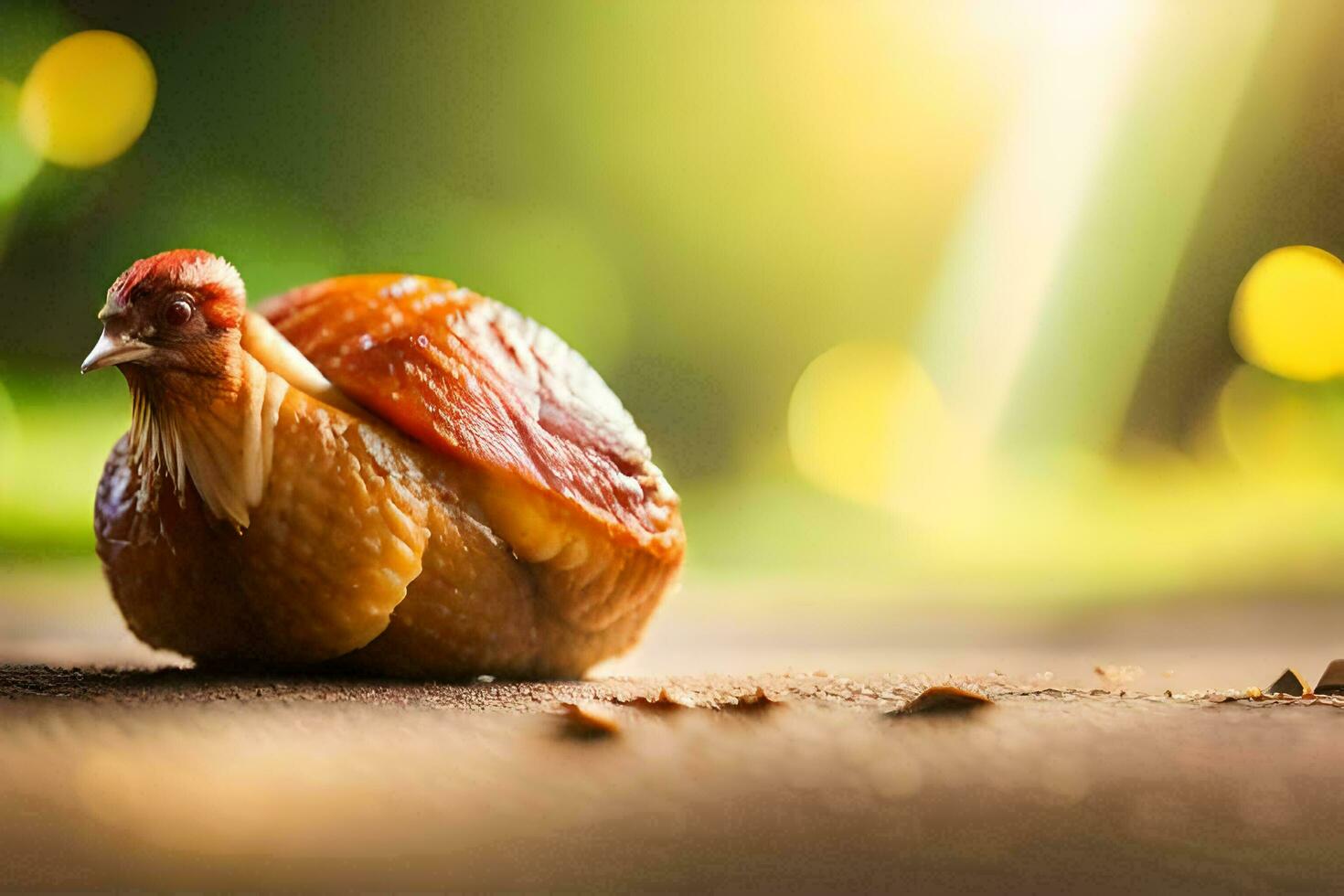 un pequeño caracol en el suelo con un brillante ligero. generado por ai foto