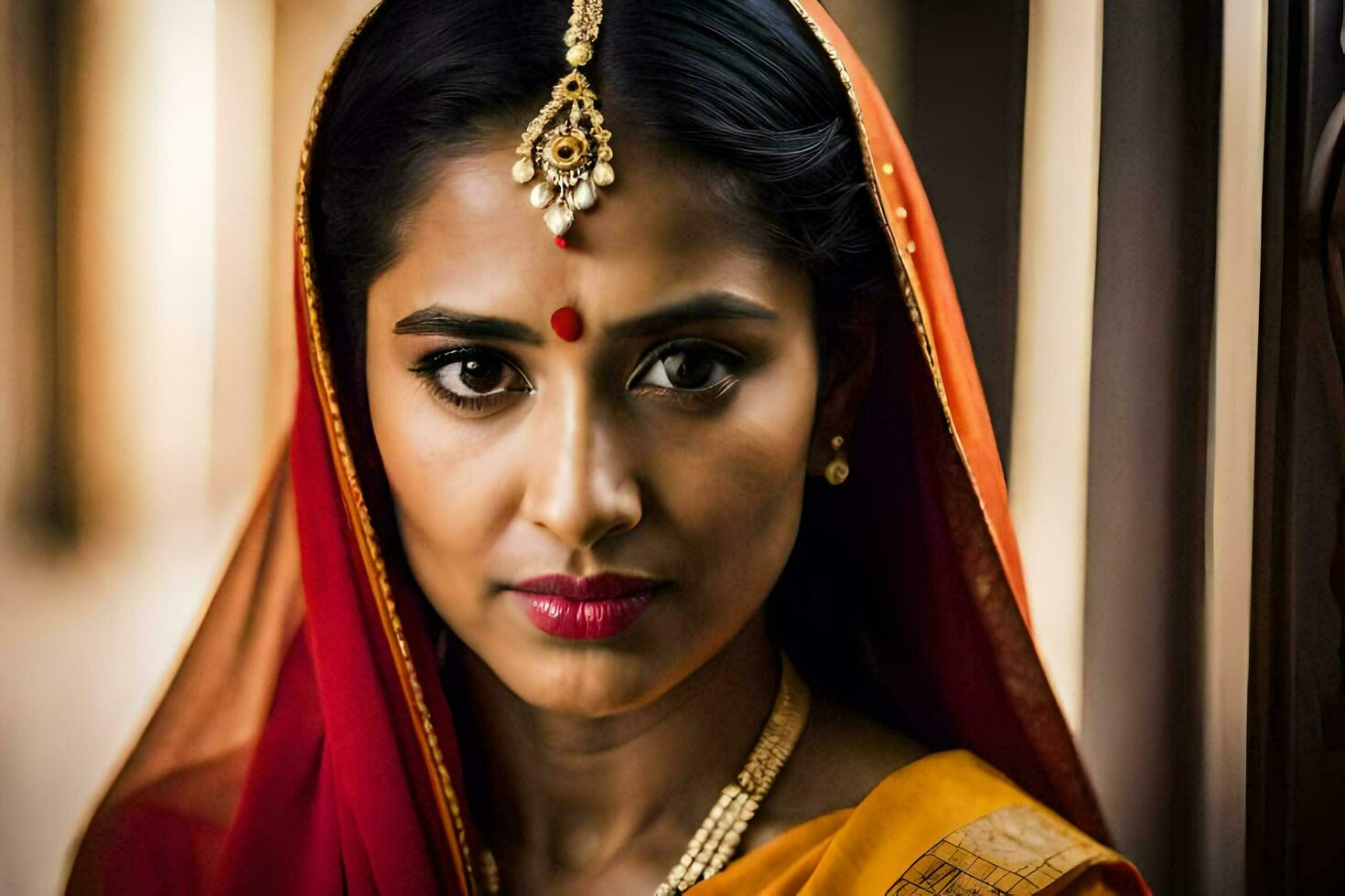 a beautiful indian woman in traditional attire. AI-Generated photo