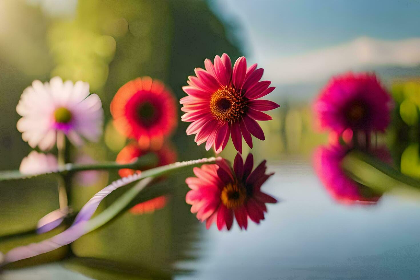 flowers in the water. AI-Generated photo