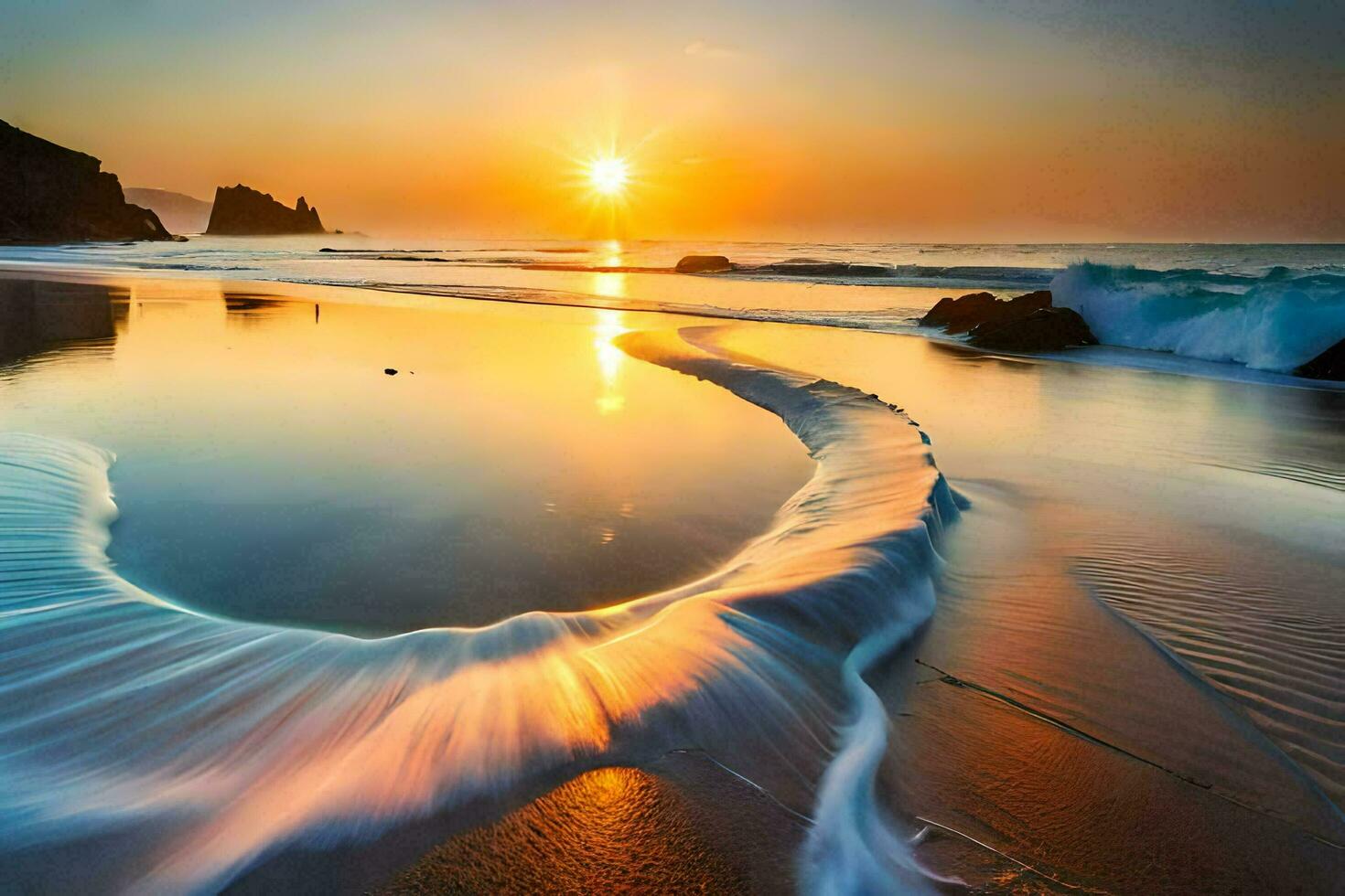 the sun rises over the ocean in this beautiful photo. AI-Generated photo