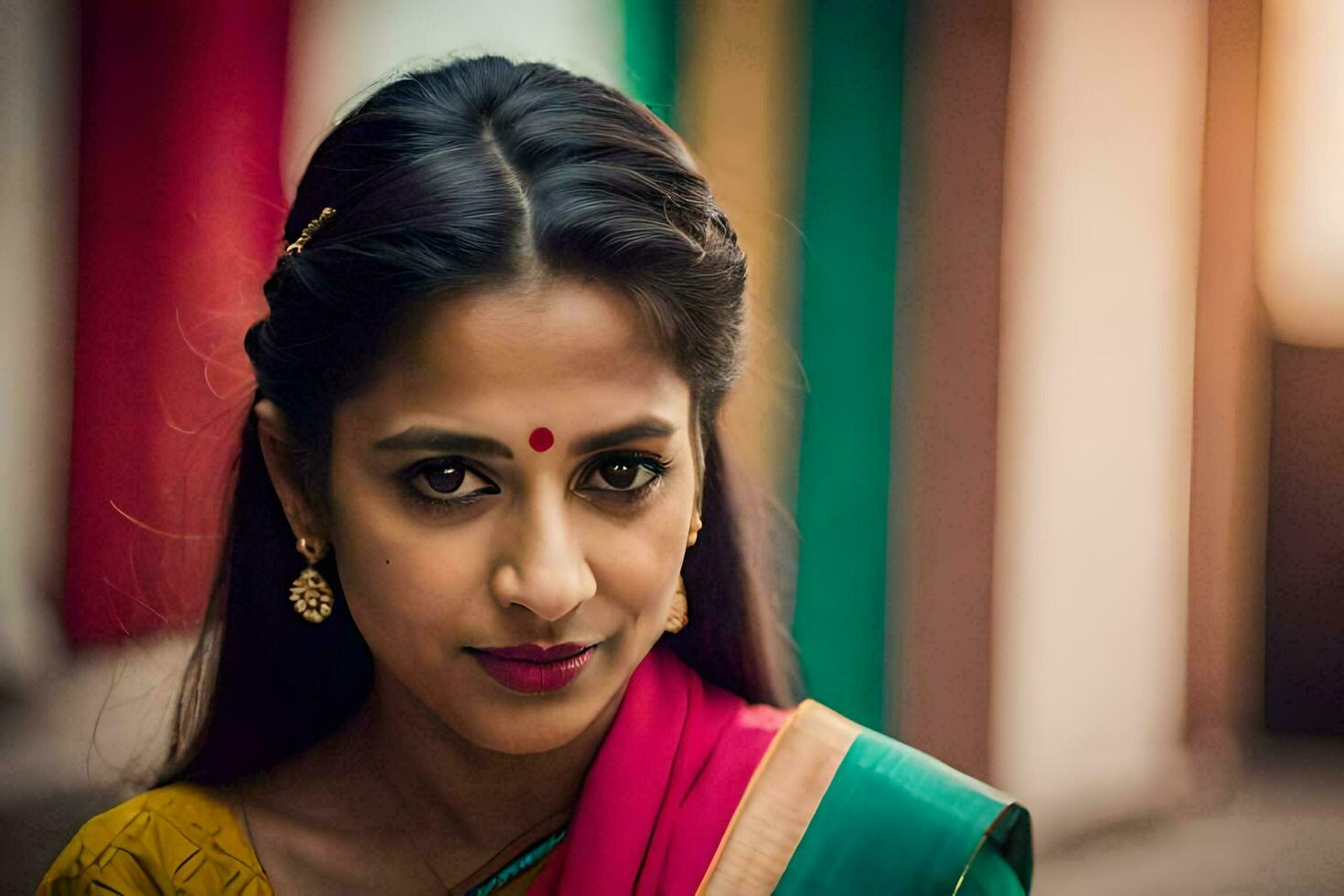 a woman in a colorful sari. AI-Generated photo