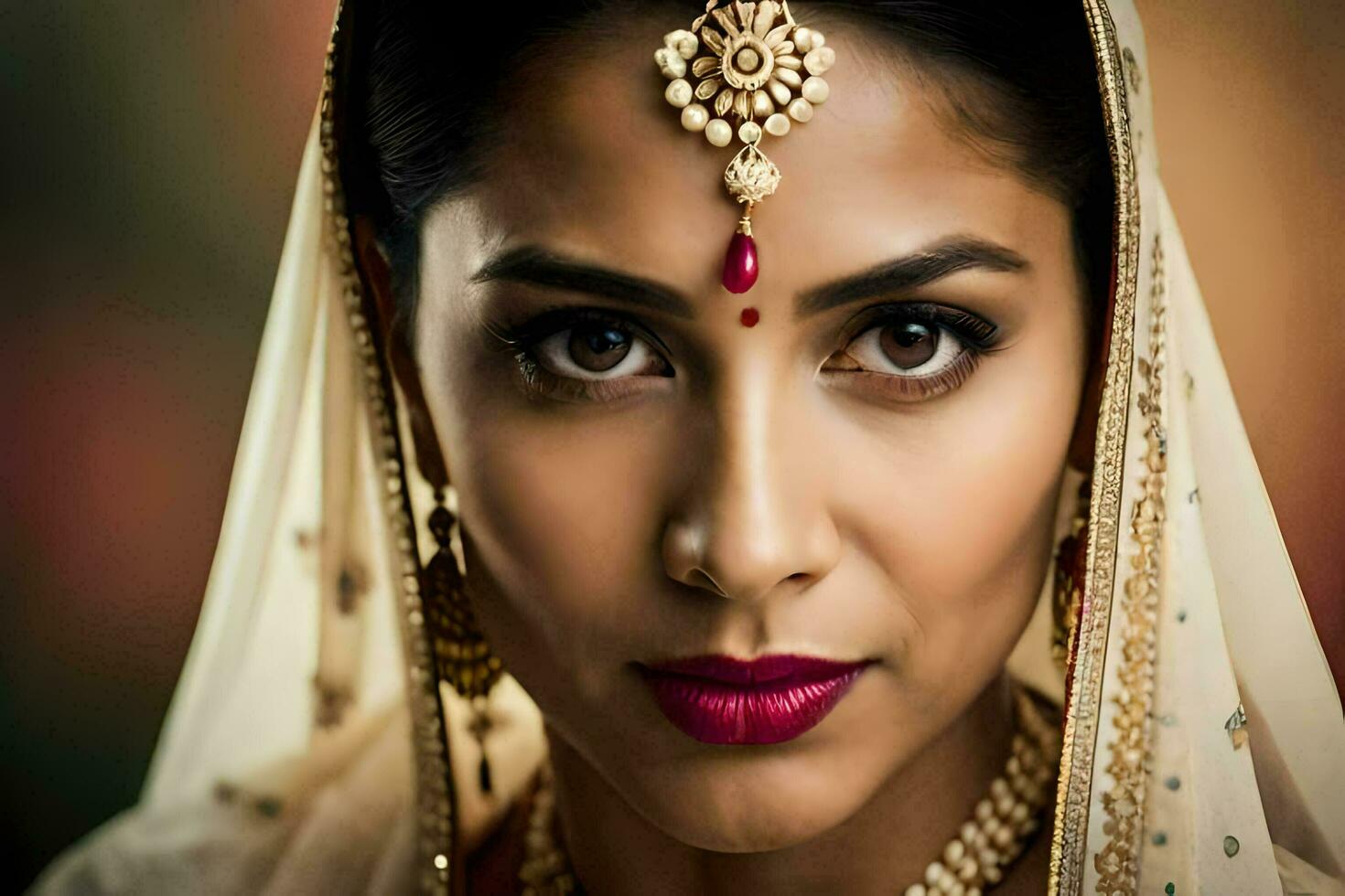 a beautiful indian woman wearing a traditional bridal outfit. AI-Generated photo