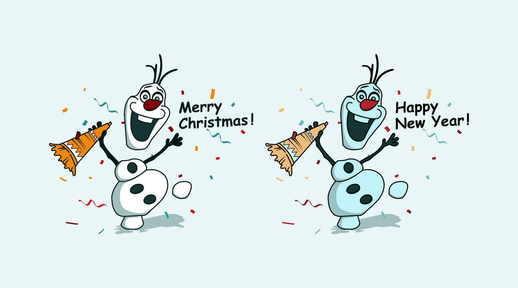 vector diseño de un monigote de nieve personaje celebrando Navidad y nuevo año