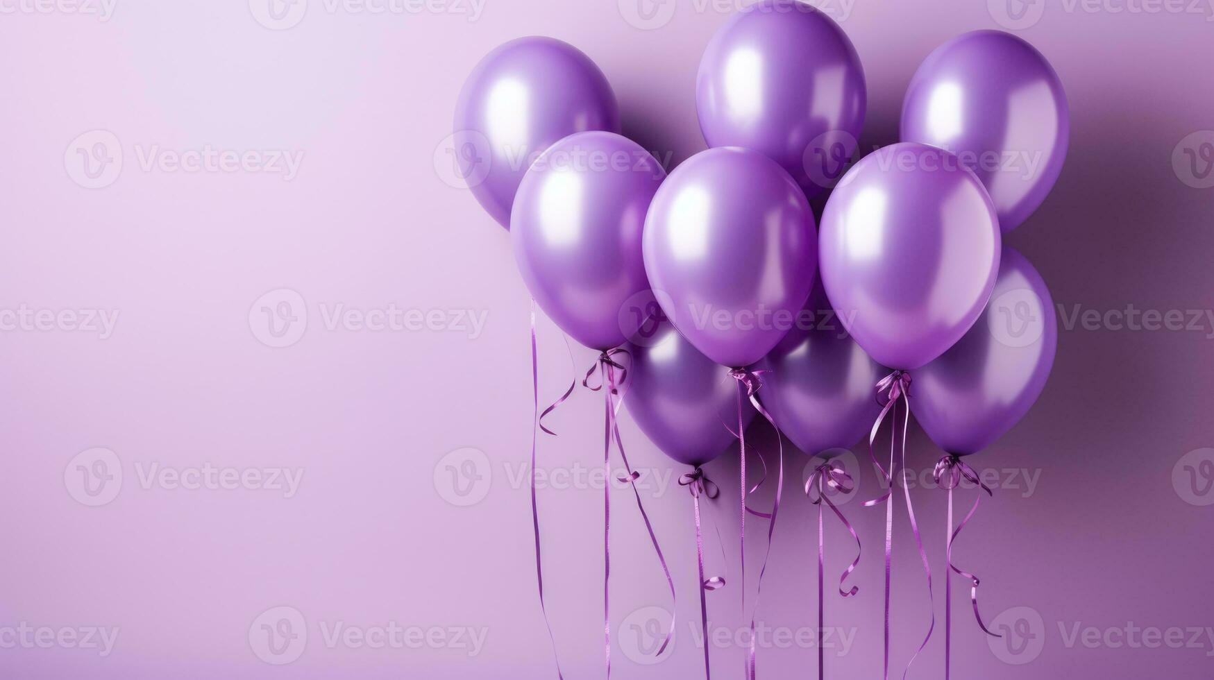 Purple balloons rising at an epilepsy awareness event isolated on a gradient background photo