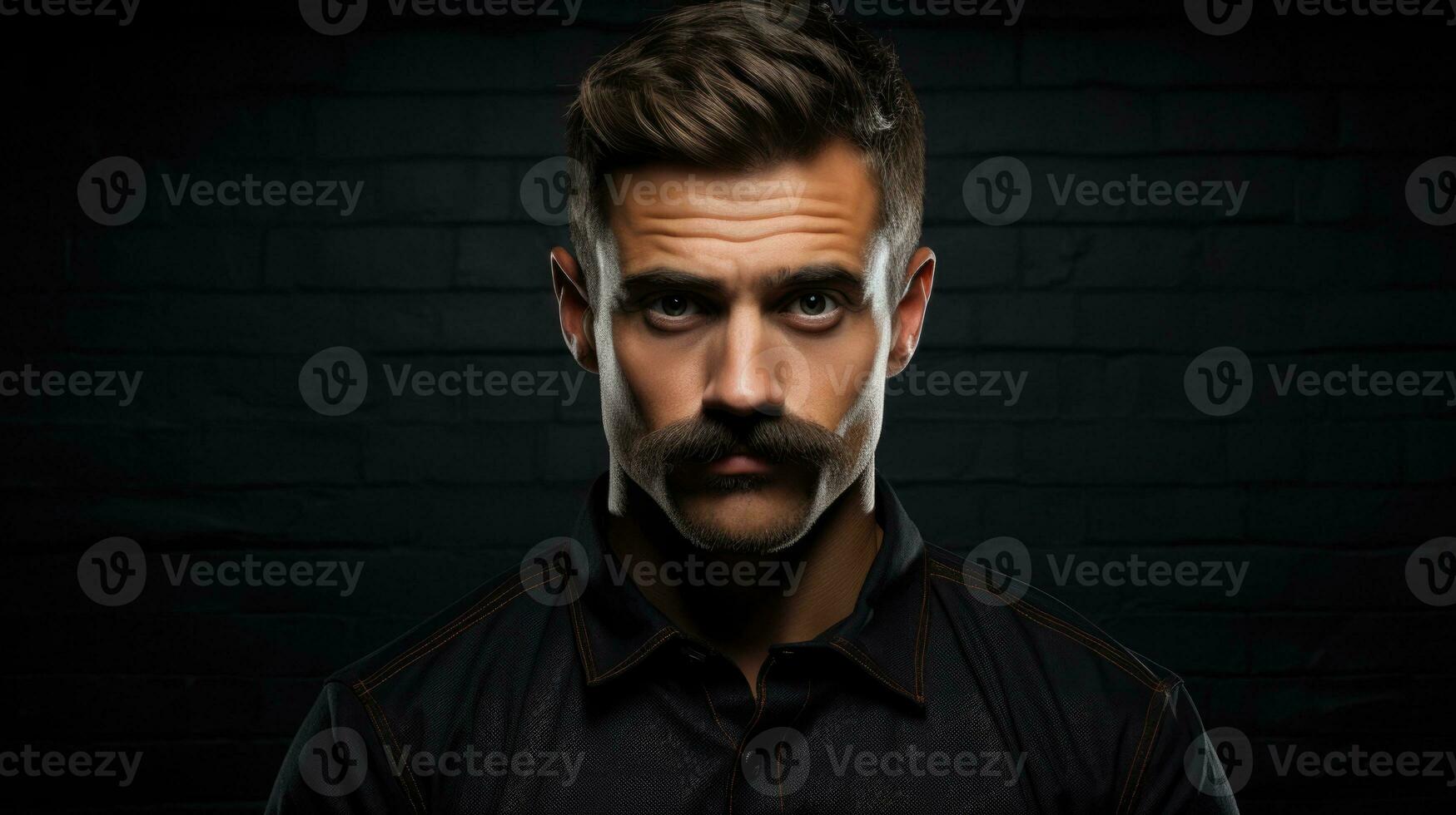 Movember themed portraits diverse facial hair background with empty space for text photo