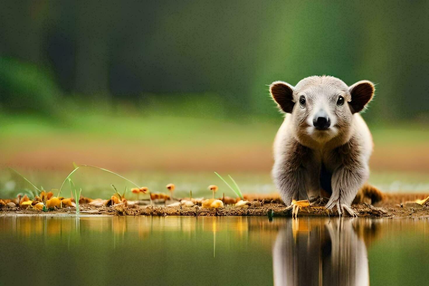 a koala is standing in the water. AI-Generated photo