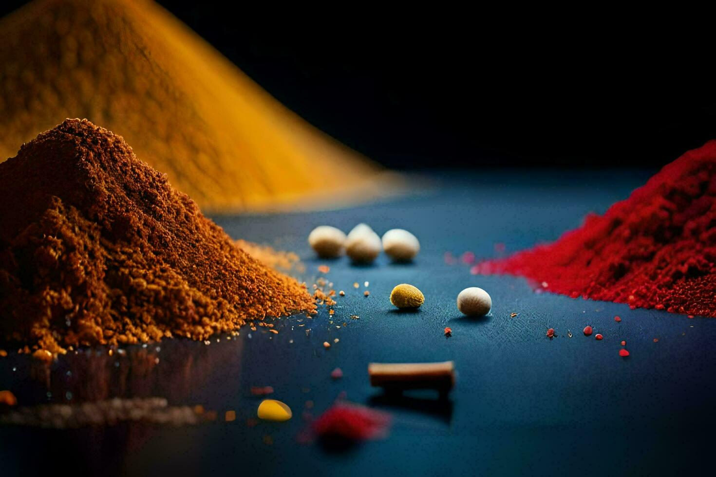 colorful spices on a table. AI-Generated photo