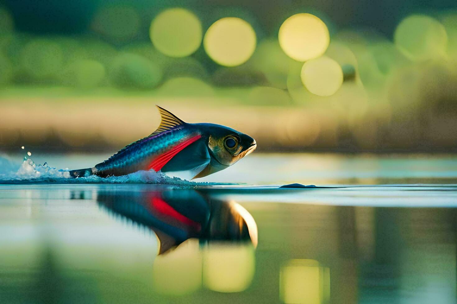 un pescado es nadando en el agua. generado por ai foto