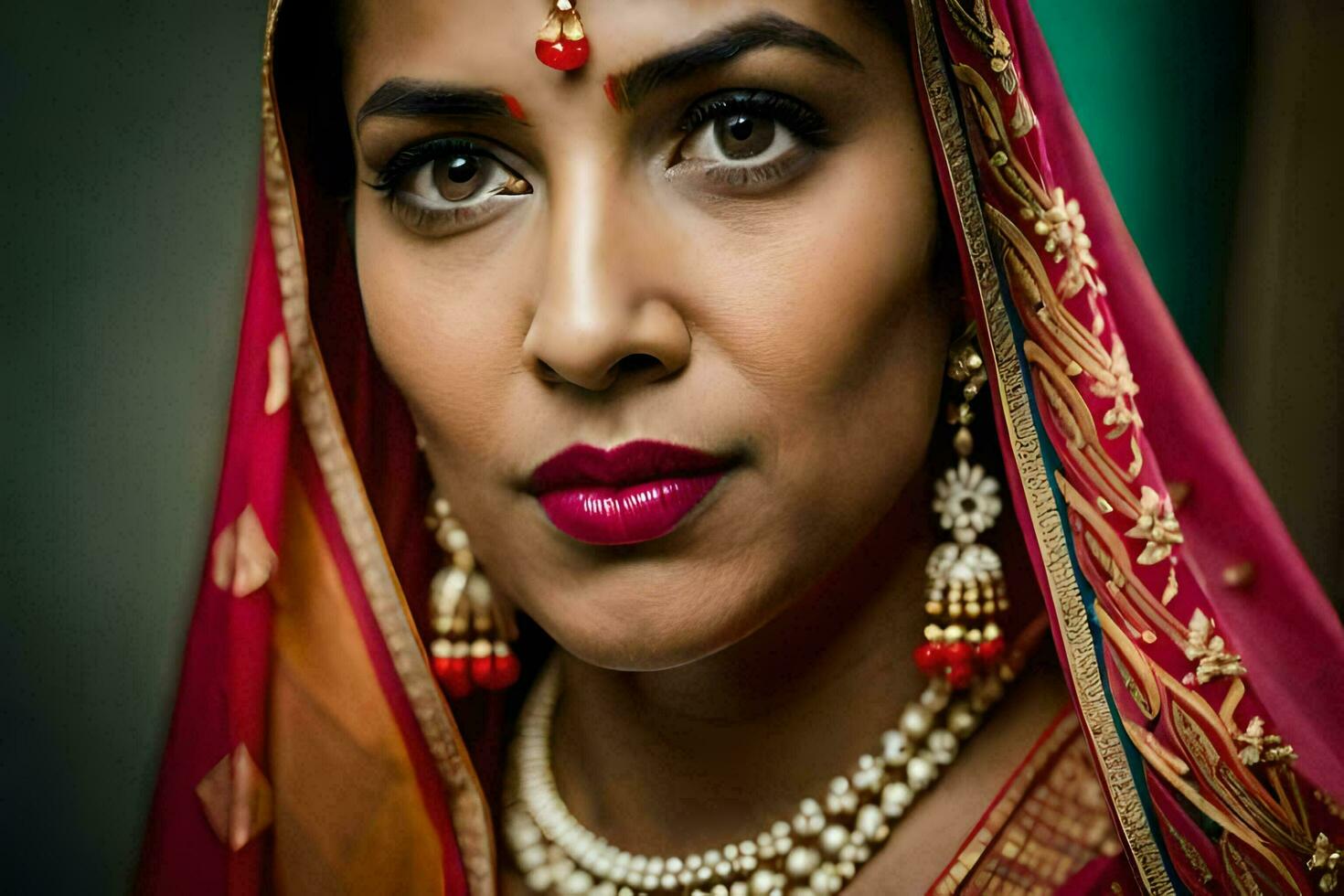 a beautiful indian woman wearing a traditional sari. AI-Generated photo