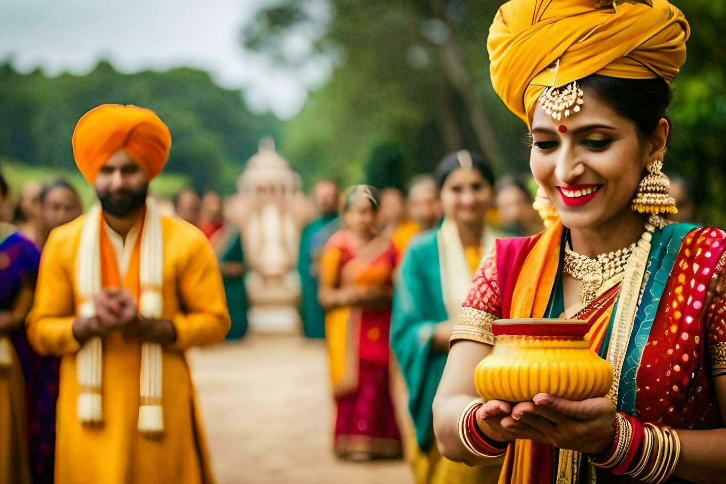 indian wedding ceremony in the city. AI-Generated photo