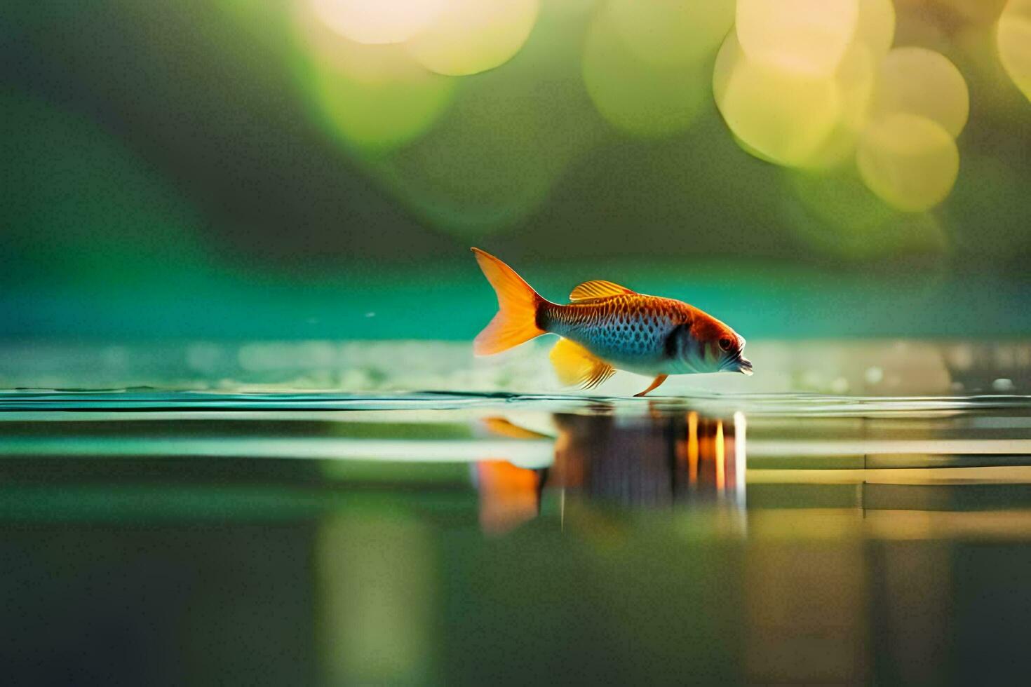 un pescado es nadando en el agua. generado por ai foto