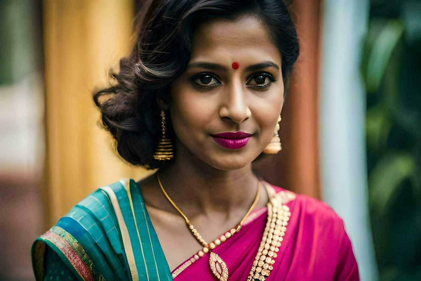 a beautiful indian woman in a sari. AI-Generated photo