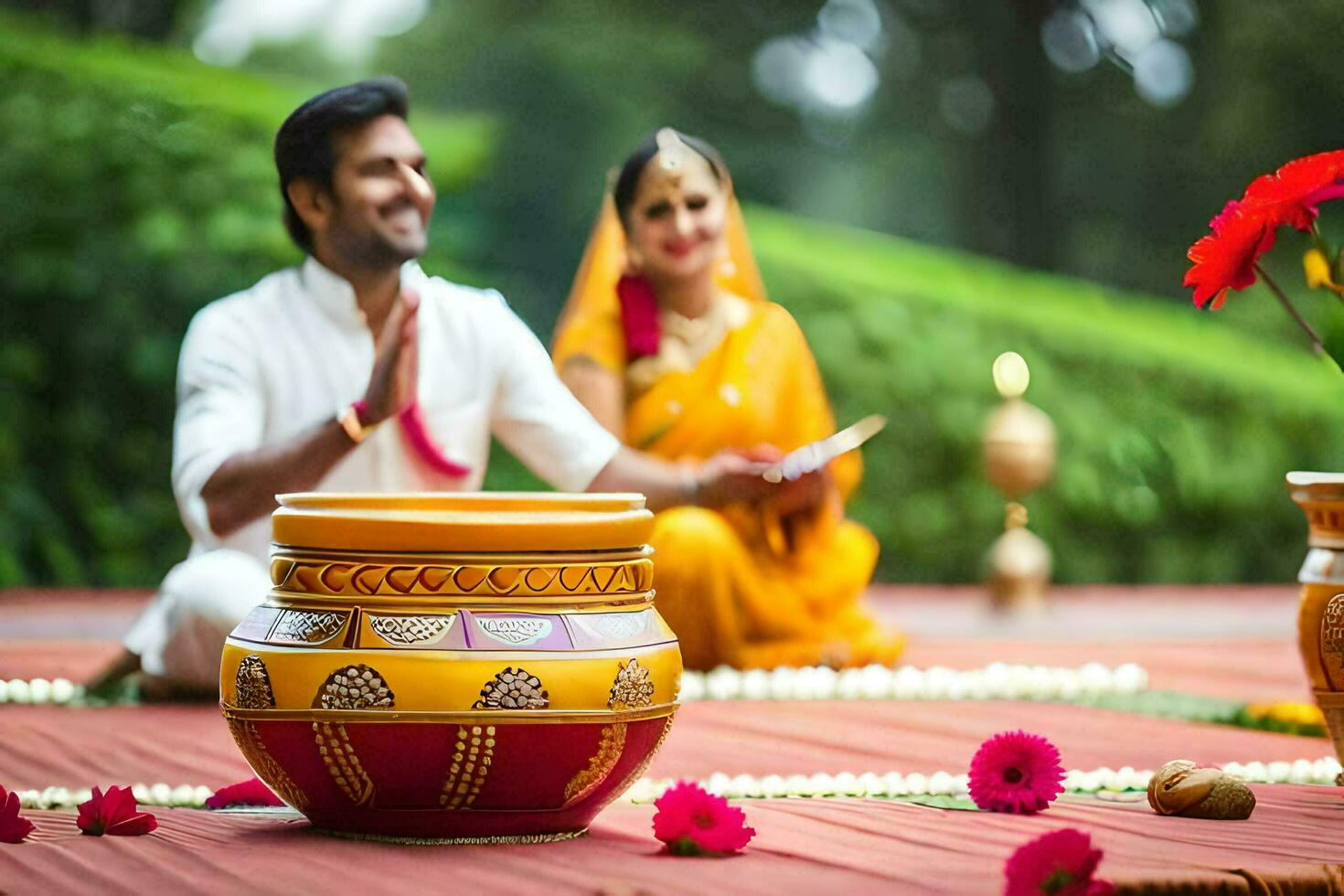 indio Boda en Delhi. generado por ai foto