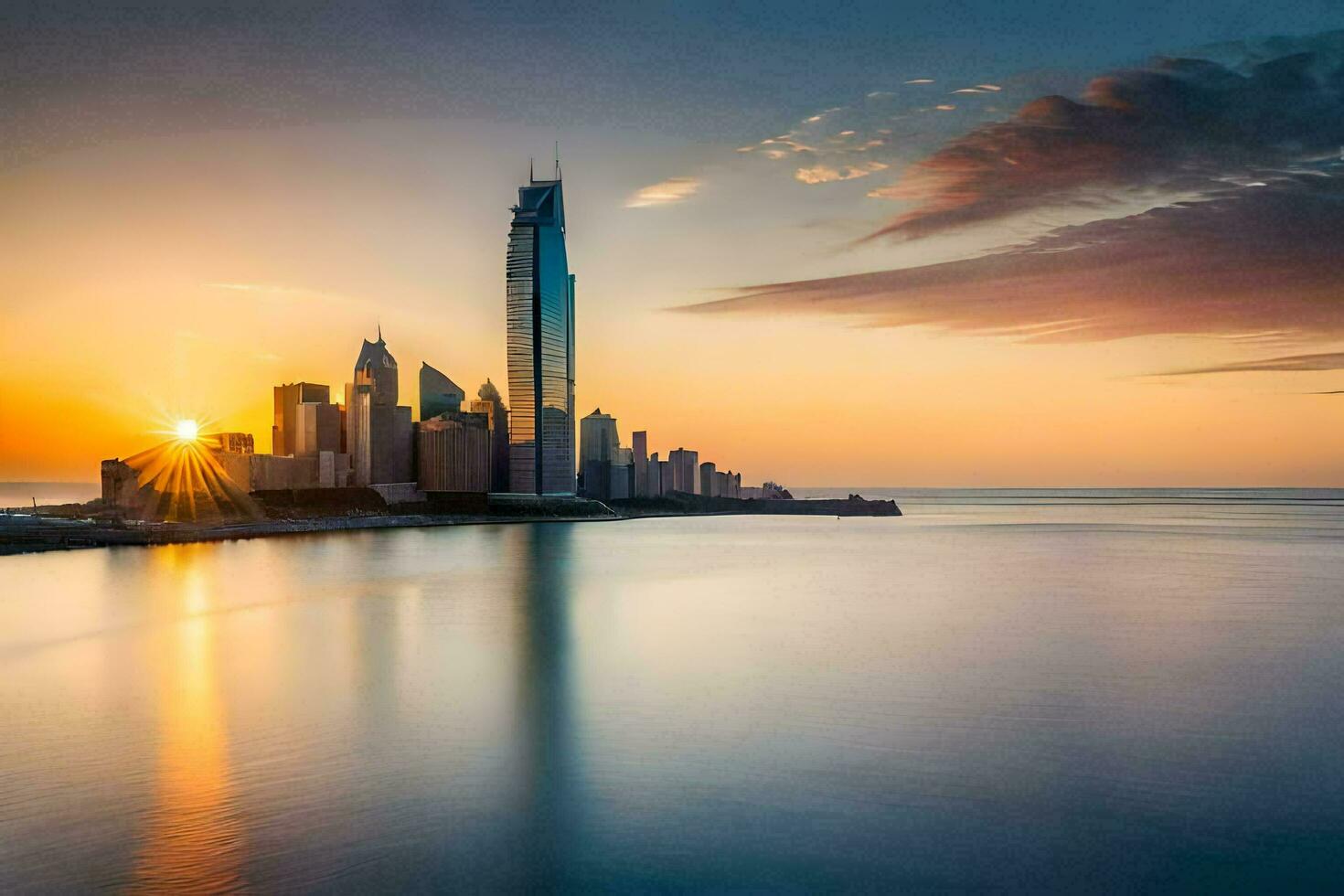 el Dom conjuntos terminado el ciudad horizonte en Dubái generado por ai foto