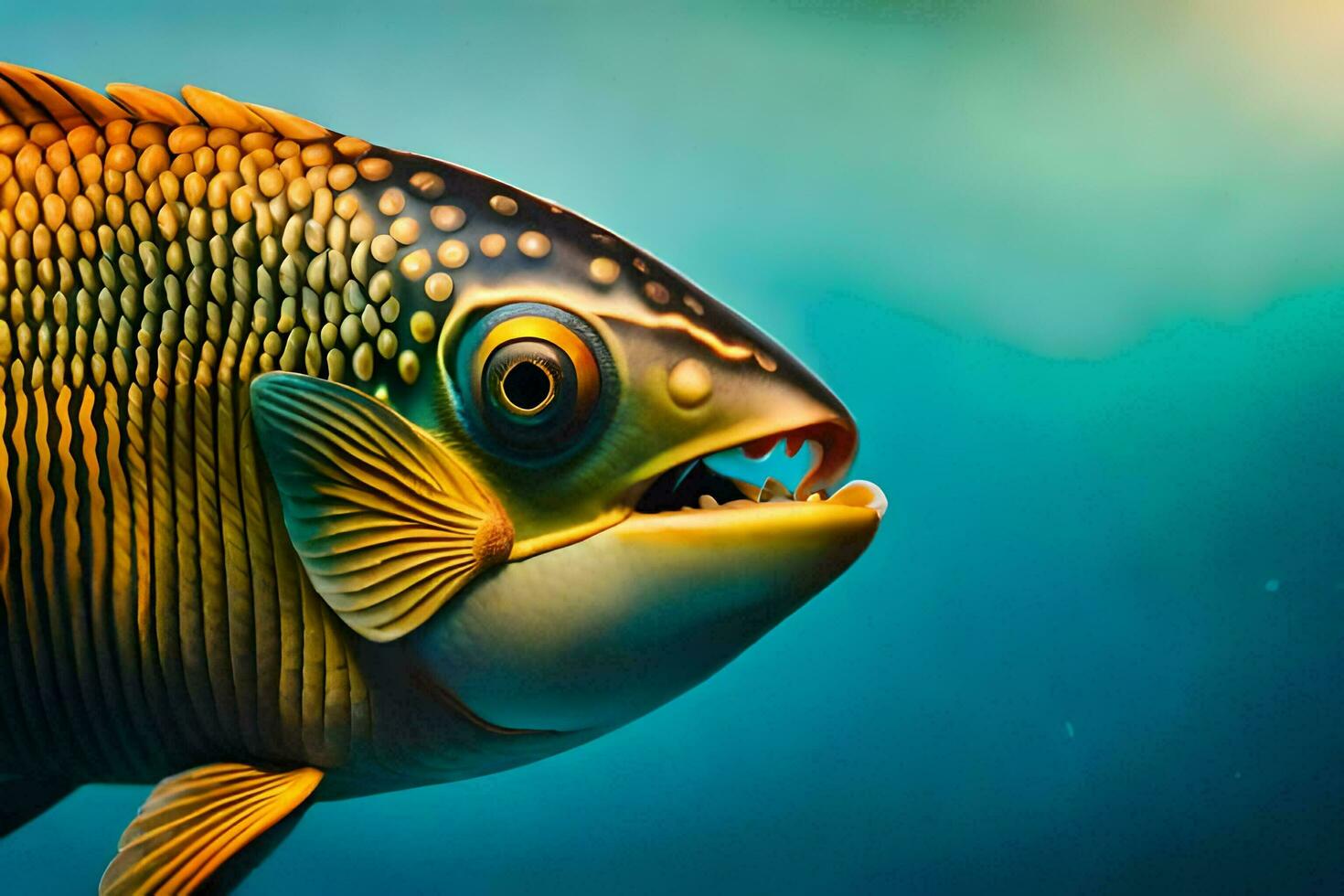 a fish with big teeth and a big mouth. AI-Generated photo