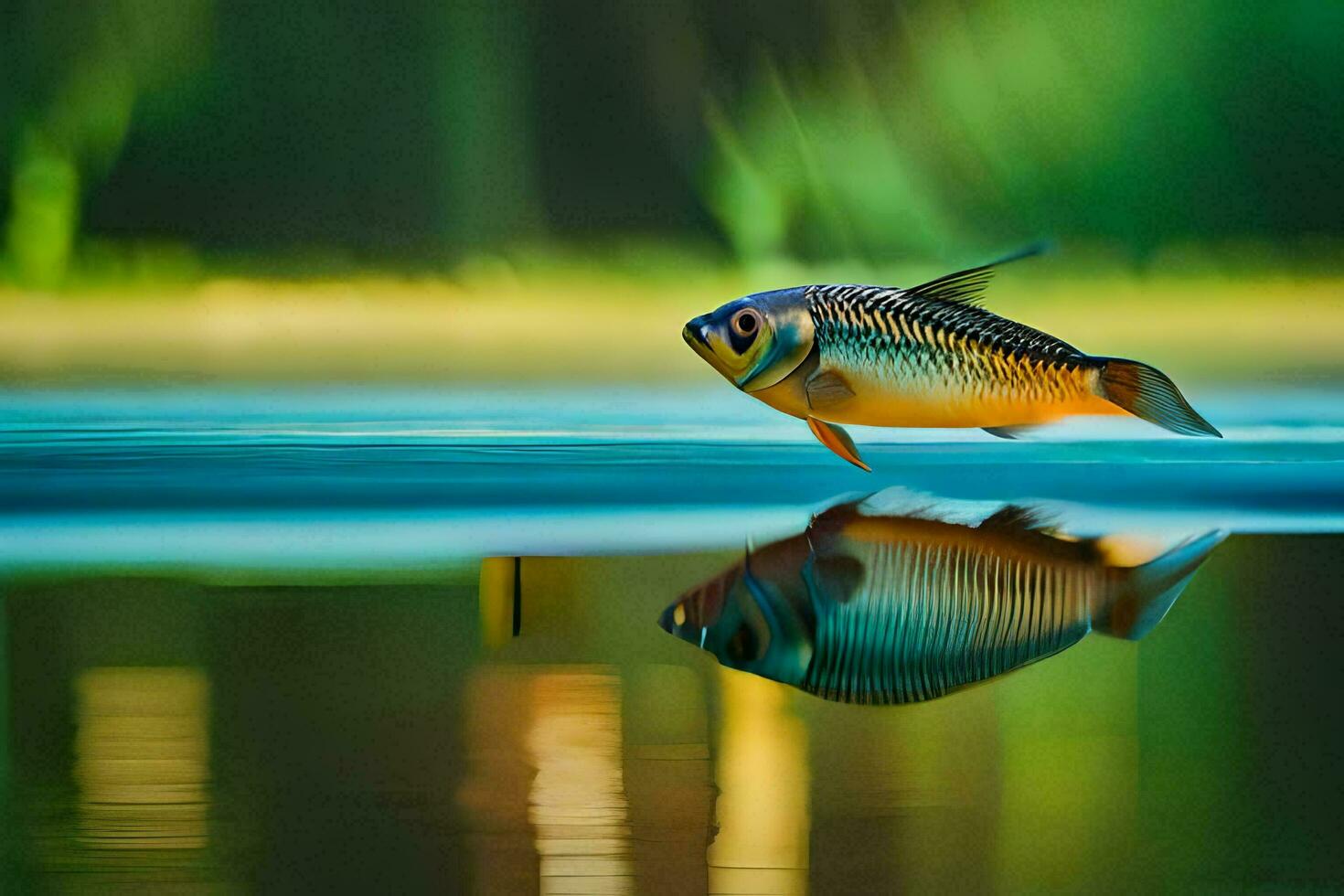 a fish is reflected in the water. AI-Generated photo