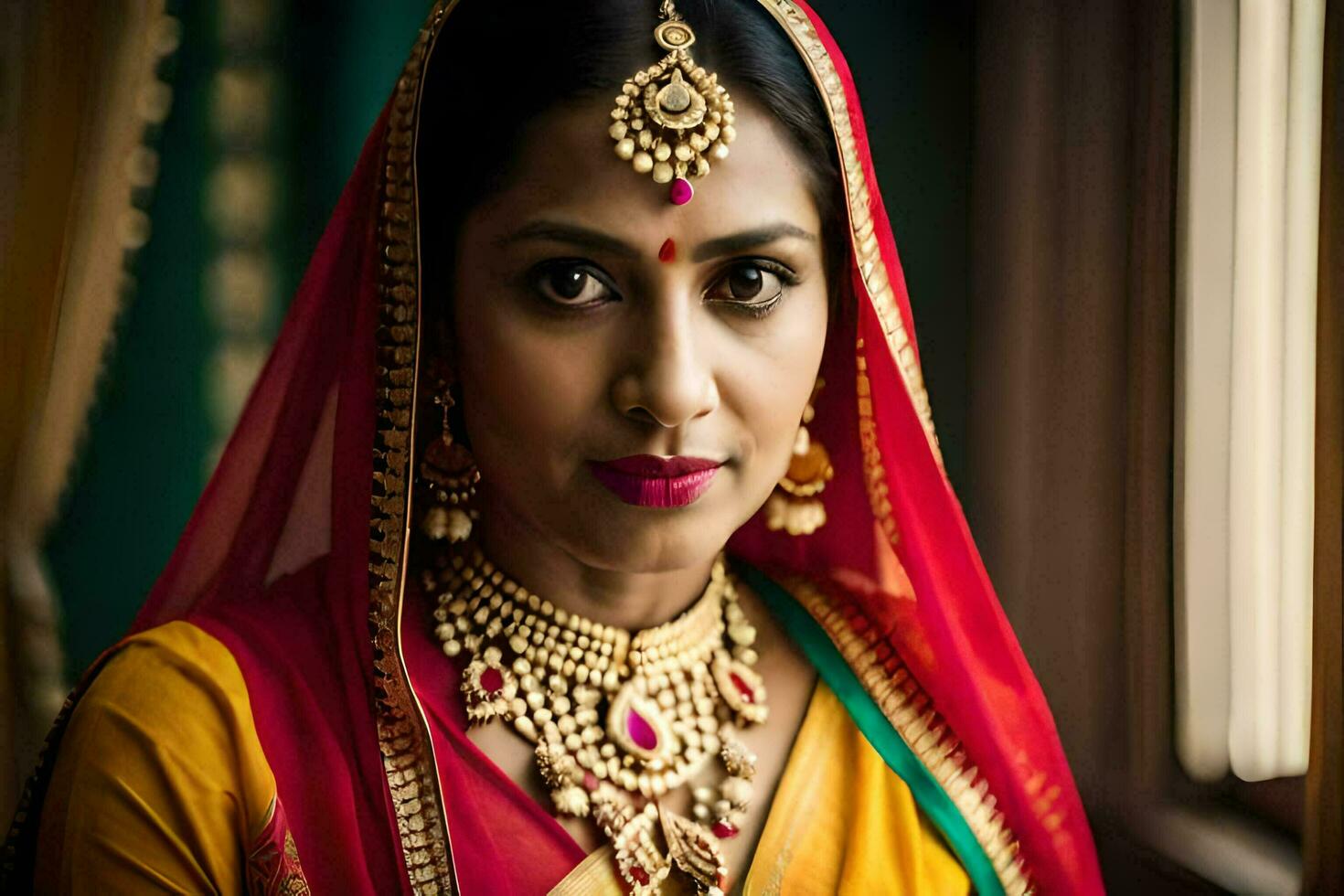 a beautiful indian bride in traditional attire. AI-Generated photo