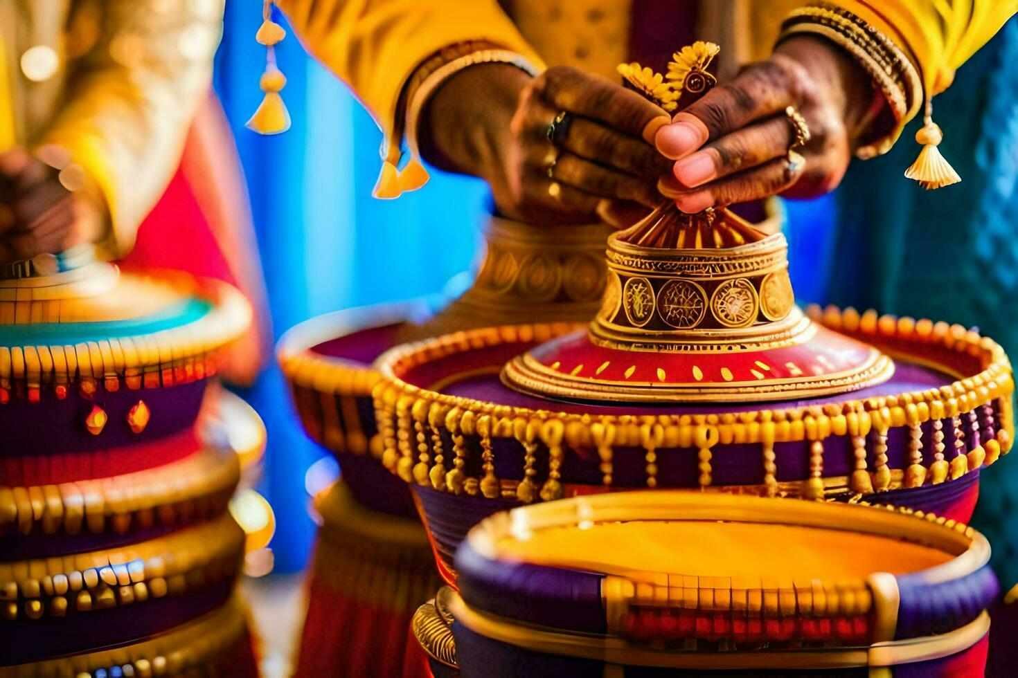 indio Boda ceremonia a el kerala templo. generado por ai foto