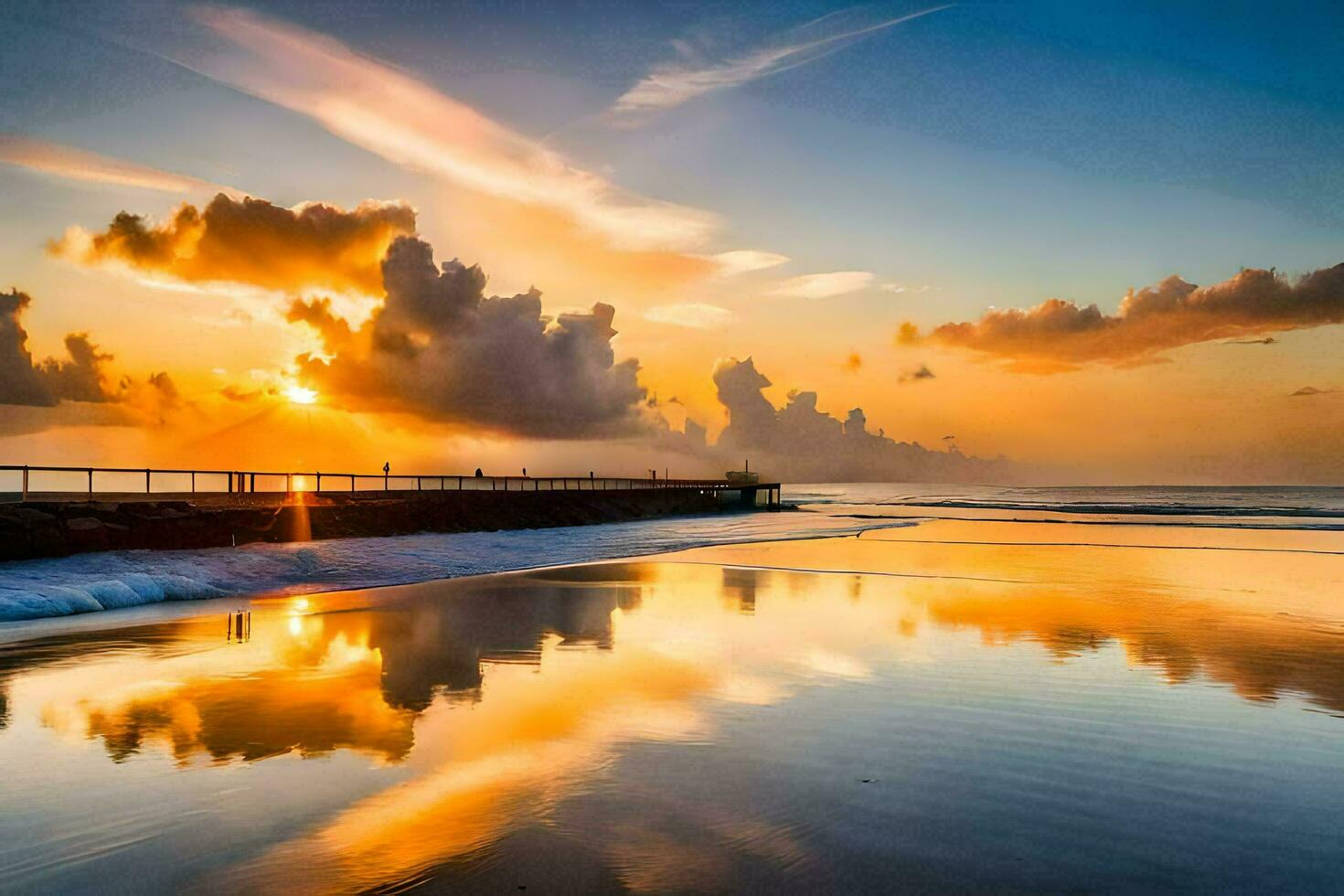 sunset on the beach. AI-Generated photo
