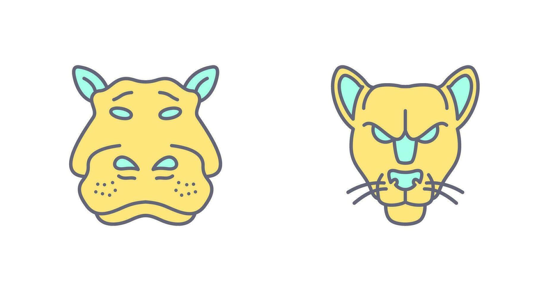 Panther an d Hippo Icon vector