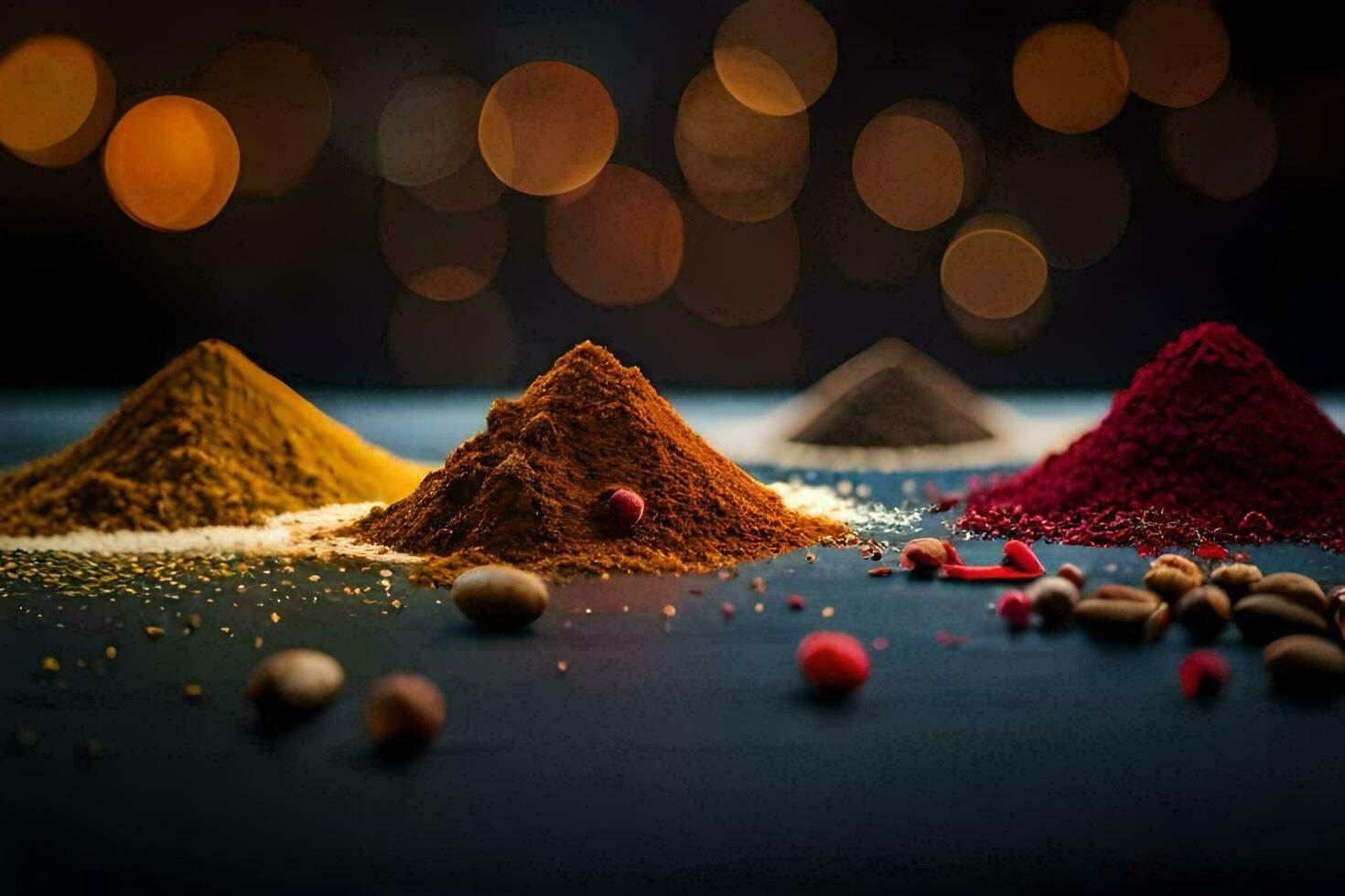 different spices and spices on a table. AI-Generated photo