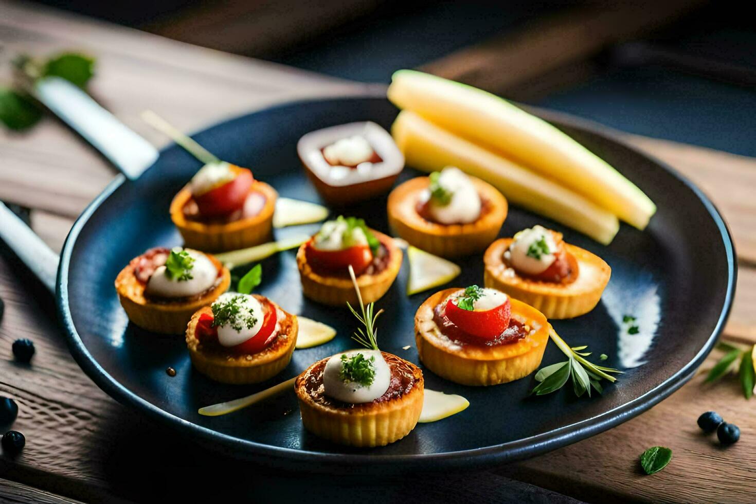 pequeño aperitivos en un lámina. generado por ai foto