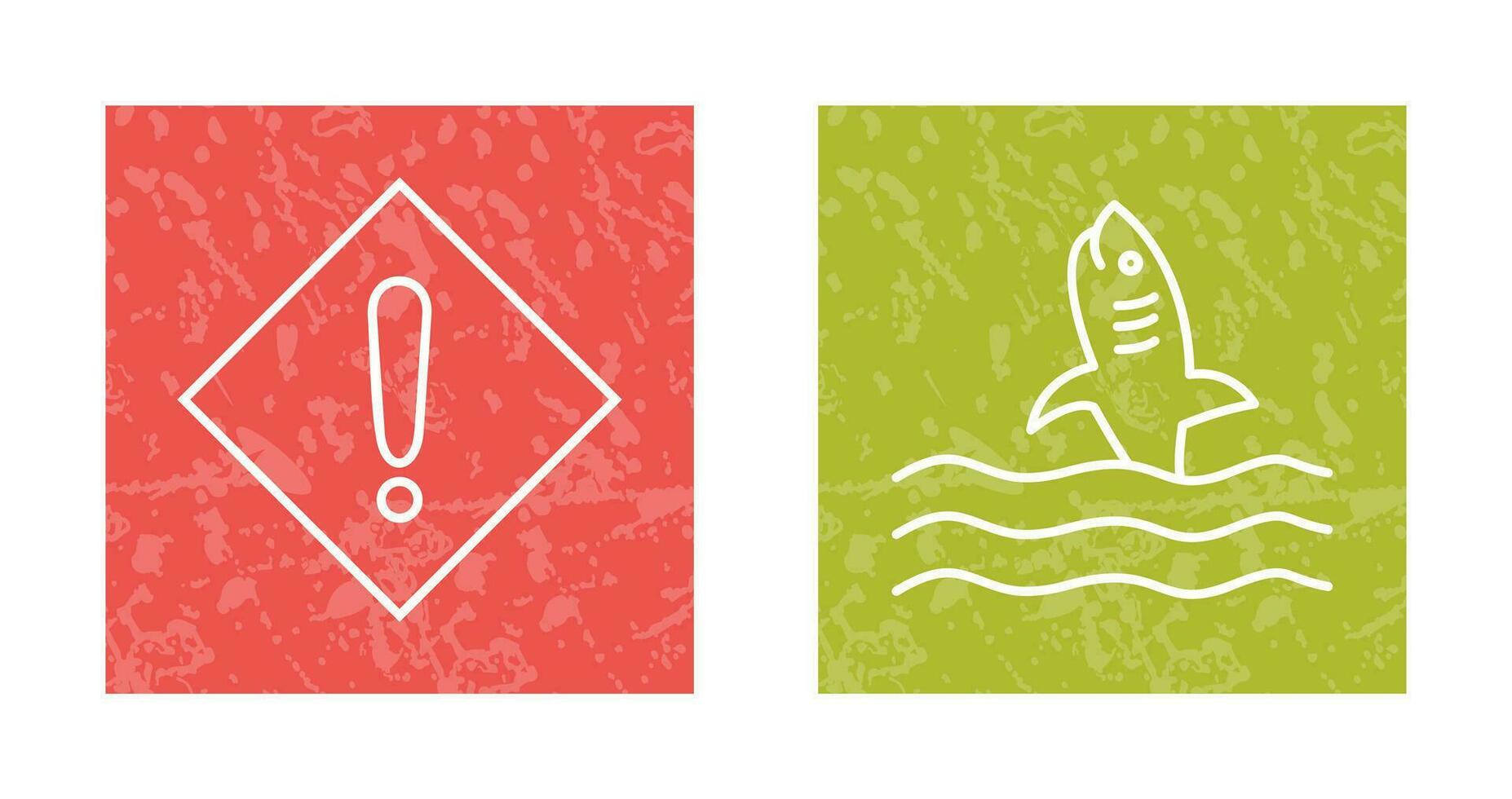 caution sign and dangerous shark  Icon vector