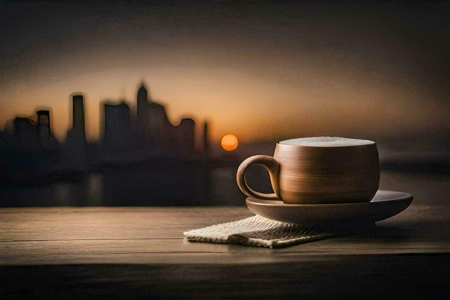 coffee, city, sunrise, sunrise, cityscape, cityscape, cityscape, city. AI-Generated photo