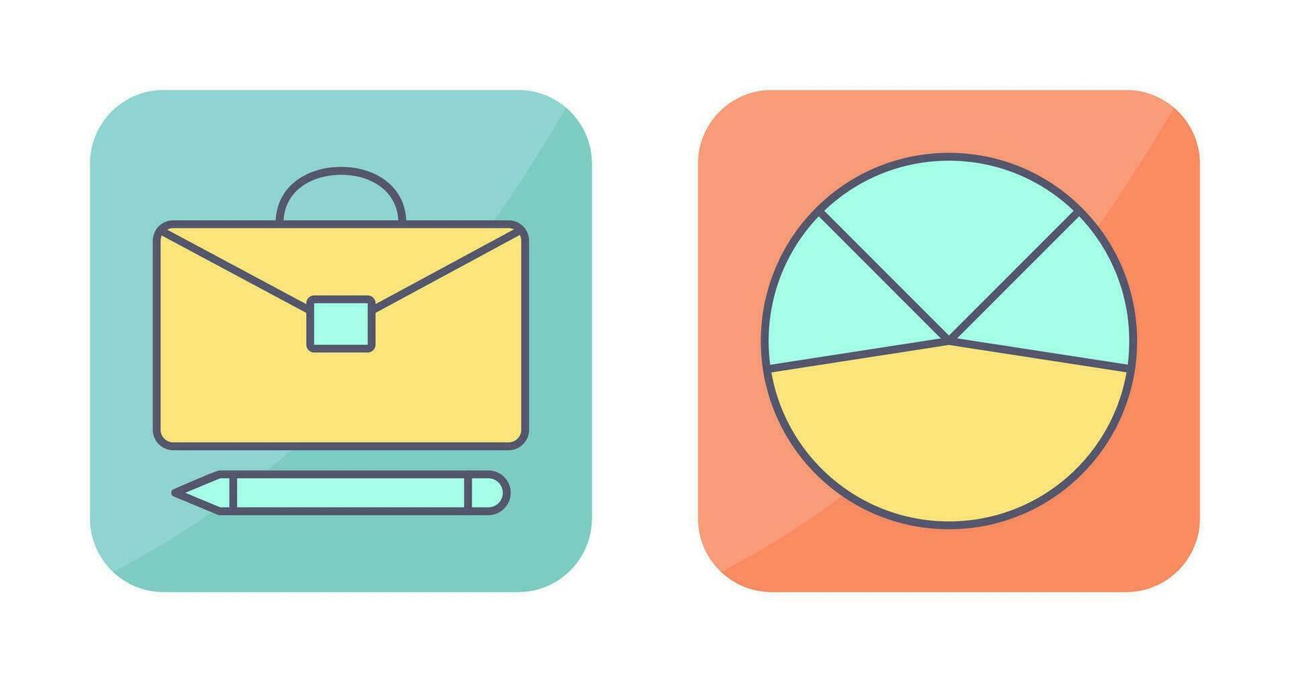 briefcase and pie chart analysis Icon vector