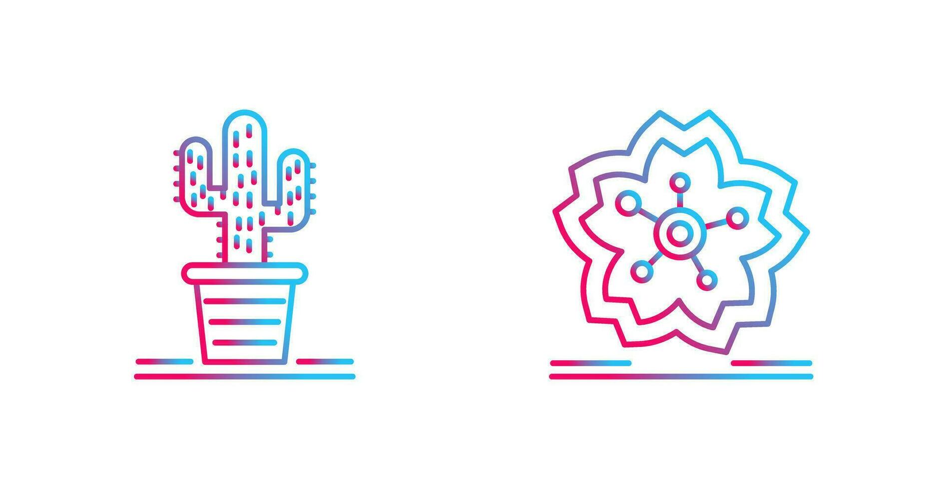 Cactus and Cherry Blossom Icon vector