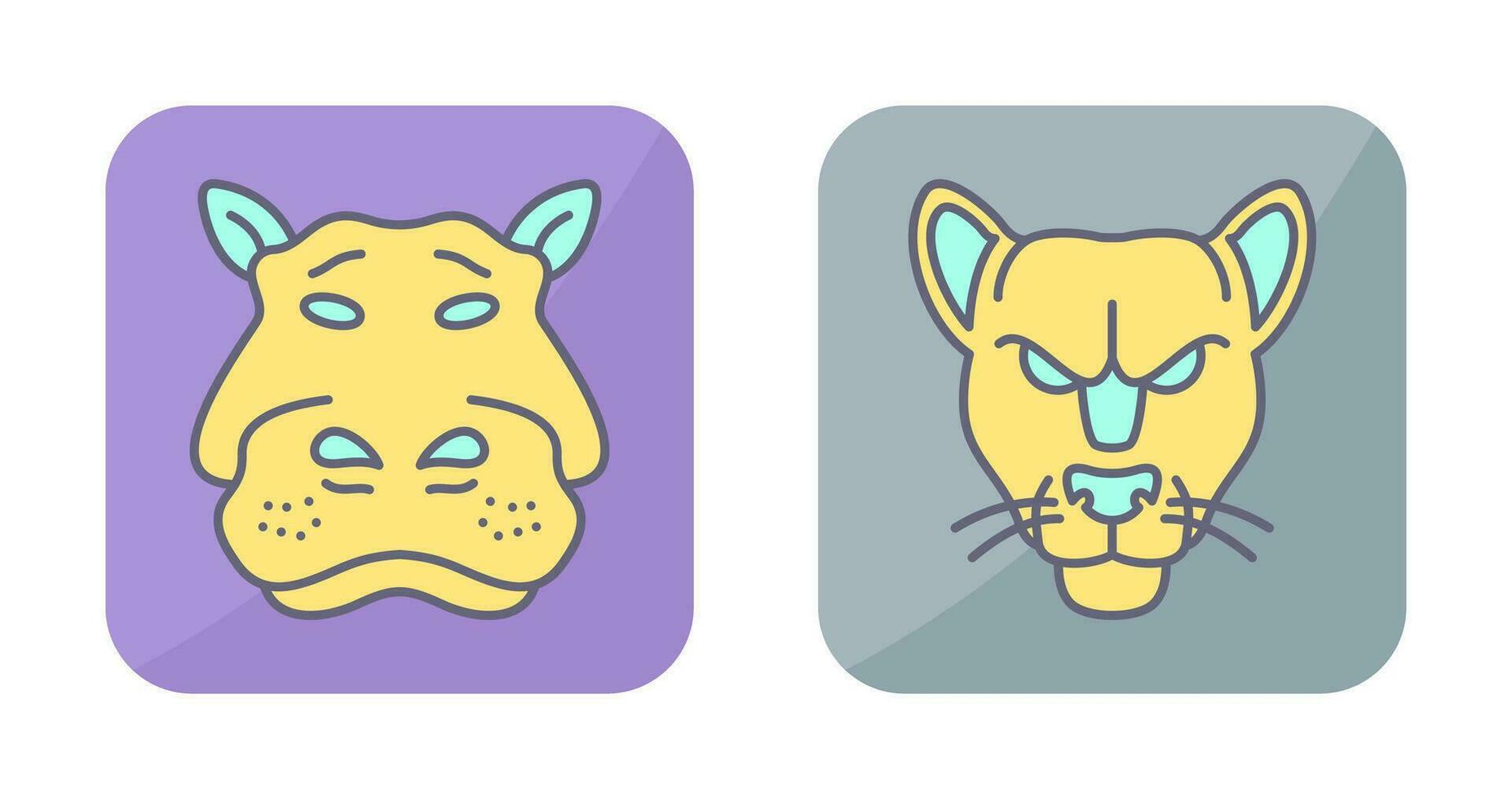 Panther an d Hippo Icon vector
