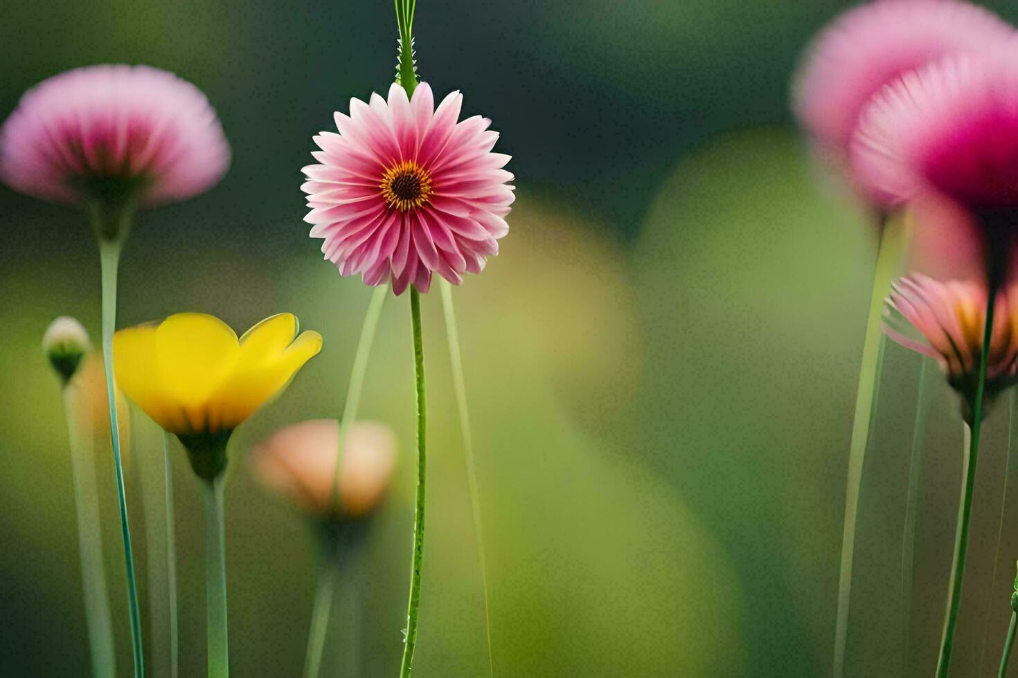 pink flowers in the field. AI-Generated photo