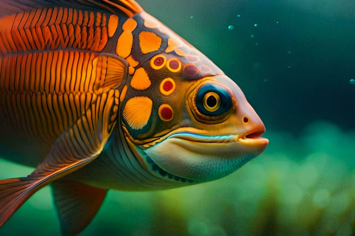 a fish with orange and black spots. AI-Generated photo