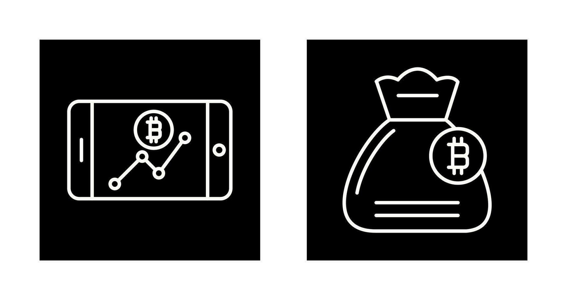 Line Chart and Money Bag Icon vector
