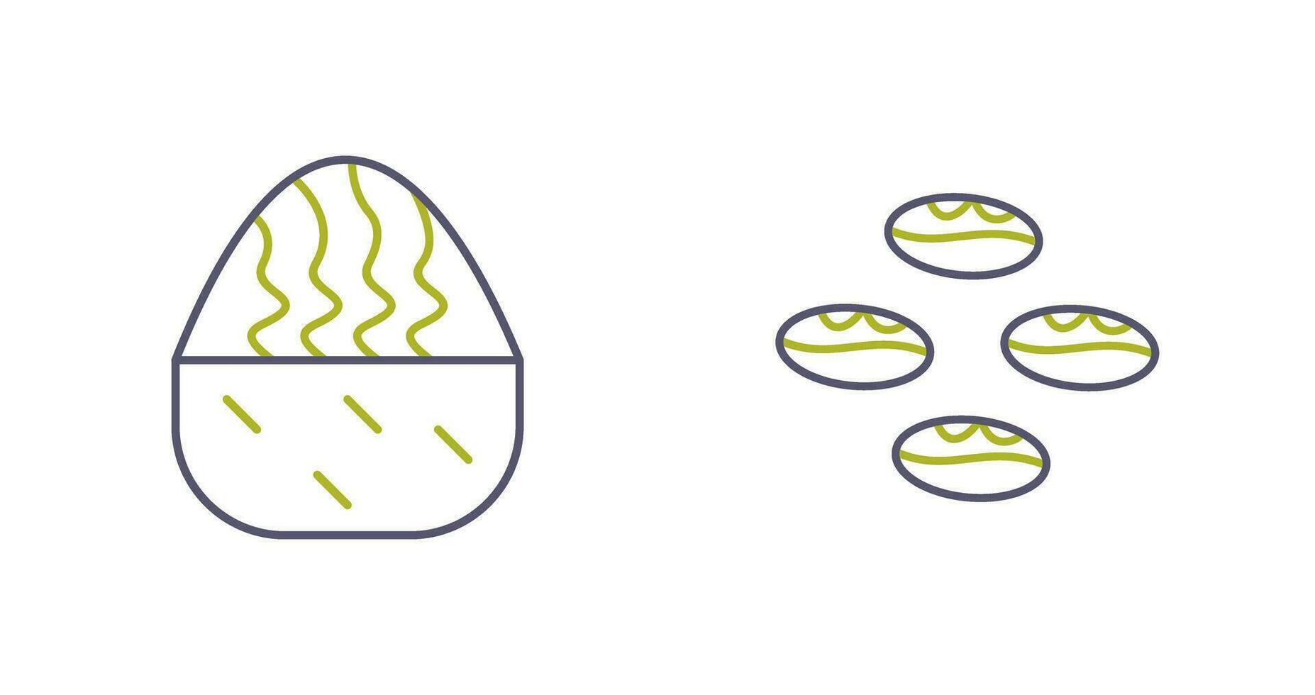 cream muffin and coffee beans  Icon vector